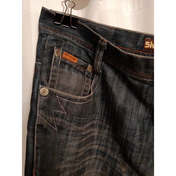 5ive Jungle & Co Y2k Wide Leg Hip Hop Embroidered Jeans Size 40 - Picture 2 of 5